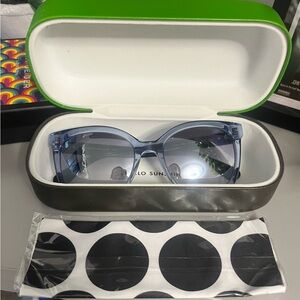 NWOT Kate Spade Kiya Blue Square Frame Mirrored Lenses Sunglasses